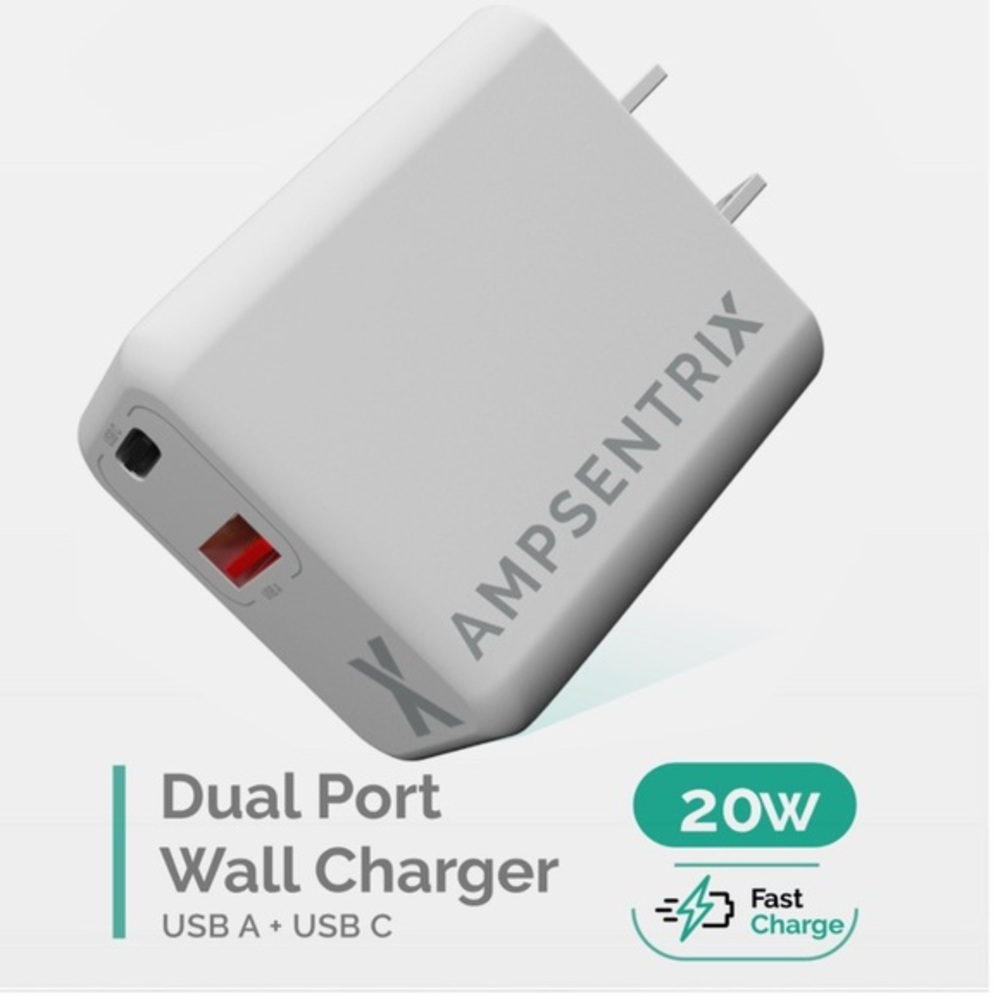 Dual USB Type C and Type a Wall Charger for Smart Phone and Electronics